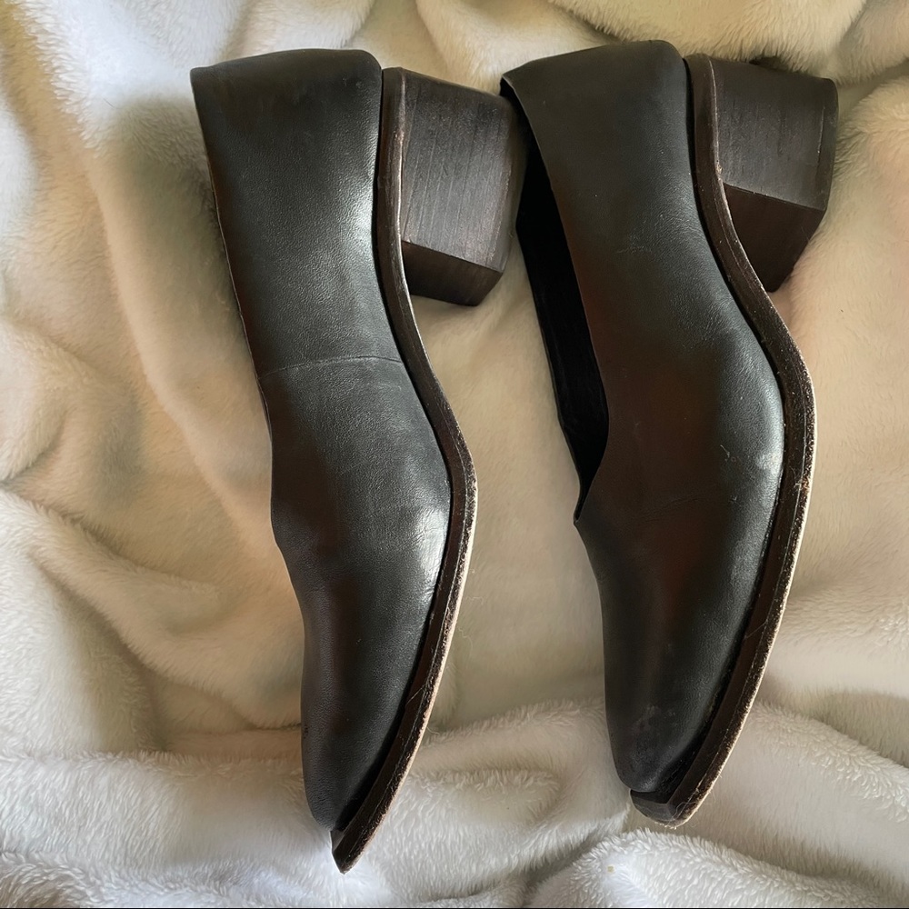Wai & Pai Oak Pump Black Square Toe Block Heel Size 38 - Picture 6 of 8